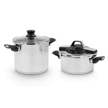Kafflon Steel Twin Pressure Cooker Set 7+4 Liters
